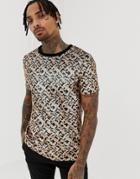 Jaded London T-shirt In Leopard Print Sequin - Gold