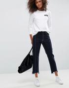 Asos Authentic Straight Leg Jeans With Vertical Seam In Indigo With A Contrast Stitch - Blue