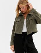 Cotton: On Polly Cropped Soft Utility Shirt-green