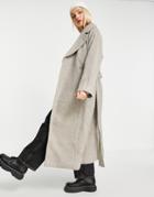 Weekday Kia Recycled Wool Brushed Long Coat In Mole-neutral