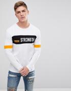 Jack & Jones Core Long Sleeve Top With Graphic Panel - White