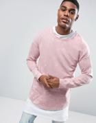 Black Kaviar Long Sleeve Tee In Pink Acid Wash - Pink