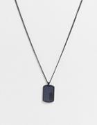Boss Dog Tag Logo Pendant In Navy