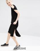 Monki Exclusive Cold Shoulder Midi Dress - Black
