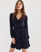 Oasis Skater Dress With Button Front In Star Print - Multi