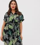 River Island Plus Shirt Dress In Tropical Print - Green