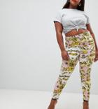 Asos Design Curve Ridley High Waist Skinny Jeans In Scarf Print - Multi