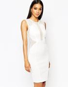 Lipsy Lace Mesh Insert Body-conscious Dress - White
