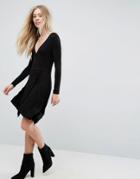 Brave Soul Wrap Jersey Dress - Black