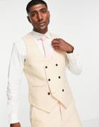 Harry Brown Wedding Tweed Slim Fit Double Breasted Vest-neutral