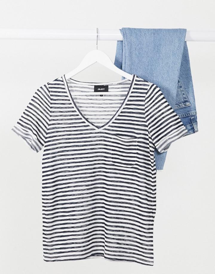 Object Tessi V-neck Striped T-shirt In Multi
