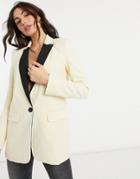 Asos Design Pastel Tux Blazer In Buttermilk-yellow