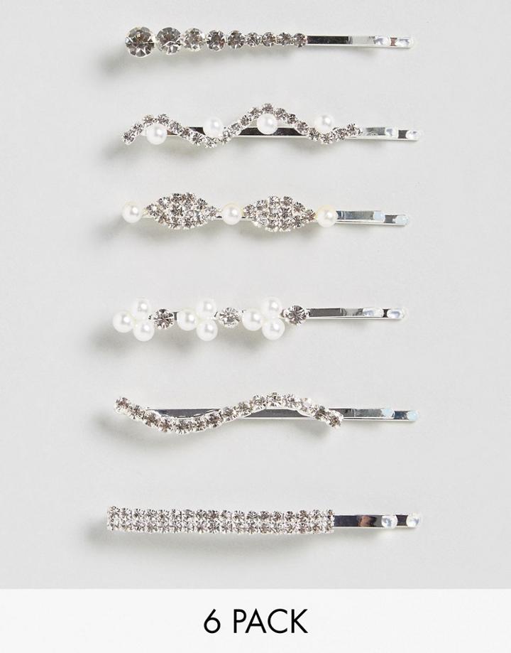 New Look Sparkle And Pearl Hair Slides - Cream