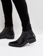Asos Chelsea Boots In Black Faux Leather With Zips - Black