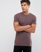 Asos Extreme Muscle Fit T-shirt With Crew Neck And Stretch In Brown - Brown