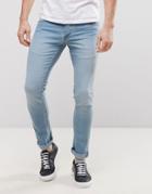 Solid Skinny Jeans In Light Wash - Blue