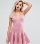 Asos Petite Flippy Hem Mini Dress - Pink