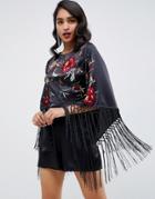 Asos Design Embroidered Fringe Romper - Multi