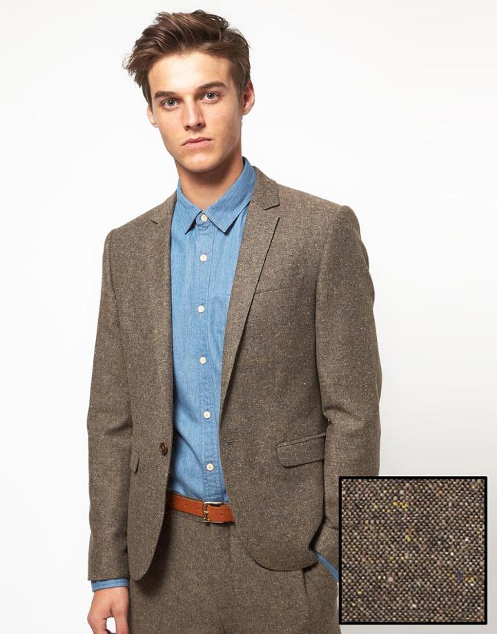 Asos Slim Fit Suit Jacket In Tweed