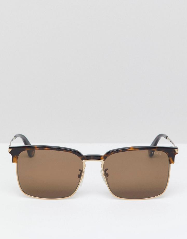 Police Square Sunglasses In Black - Black