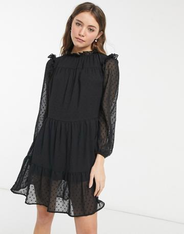 Violet Romance Mini Smock Dress In Black