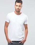 Brave Soul Plain Raw Edge T-shirt - White