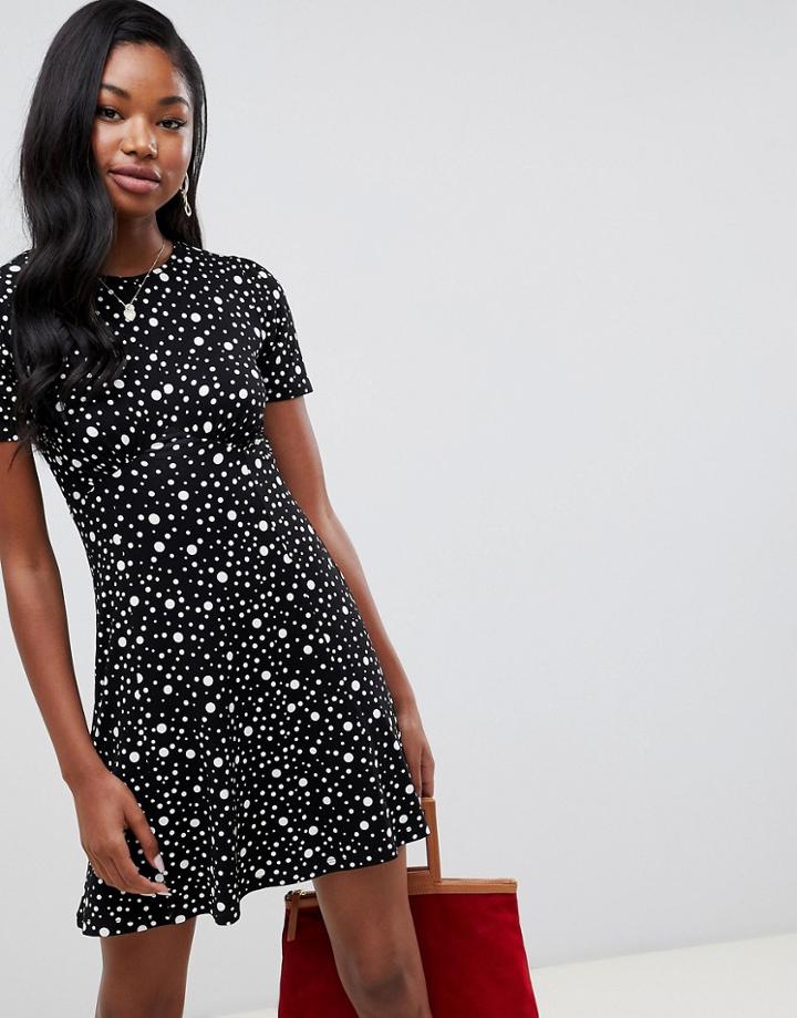Asos Design Ultimate Mini Tea Dress In Polka Dot - Multi