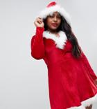 Club L Plus Santa Christmas Dress With Faux Fur Trim-red