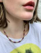 Asos Design Necklace With Colorful Beads In Gold Tone