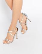 Aldo Arenani Silver Cross Front Heeled Sandals - Silver