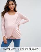New Look Maternity Long Sleeve Wrap Nursing T-shirt - Pink