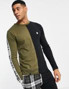 Le Breve Lounge Joker Sweatshirt In Khaki And Black - Part Of A Set-green