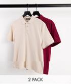 Asos Design 2-pack Pique Jersey Polo Shirts-multi