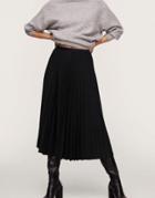 Mango Pleated Midi Skirt In Black
