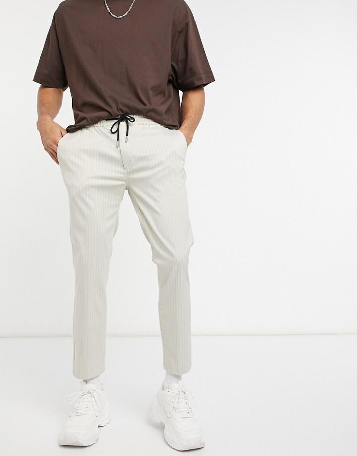 Topman Skinny Stripe Sweat-style Pants In Stone-neutral