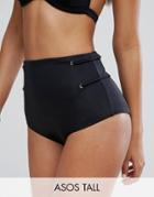 Asos Tall Mix And Match High Waist Bikini Bottom With Eyelets - Black
