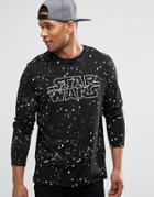 Asos Star Wars Long Sleeve T-shirt With All Over Splatter Print - Black