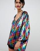 Ragyard Rainbow Sequin Kimono Two-piece - Multi