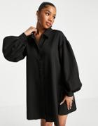In The Style X Perrie Sian Swing Shirt Dress With Belt Detail In Black