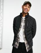 River Island Quilted Wet Look Liner Jacket In Black
