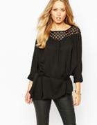 Y.a.s Annabelle Tie Tunic Top With Lace - Black