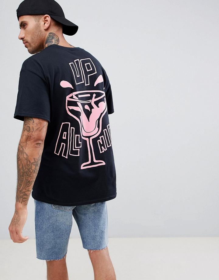 New Love Club All Night Back Print T-shirt - Black