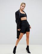 Asos Design Slinky Rib Legging Short With Super High Waist - Black