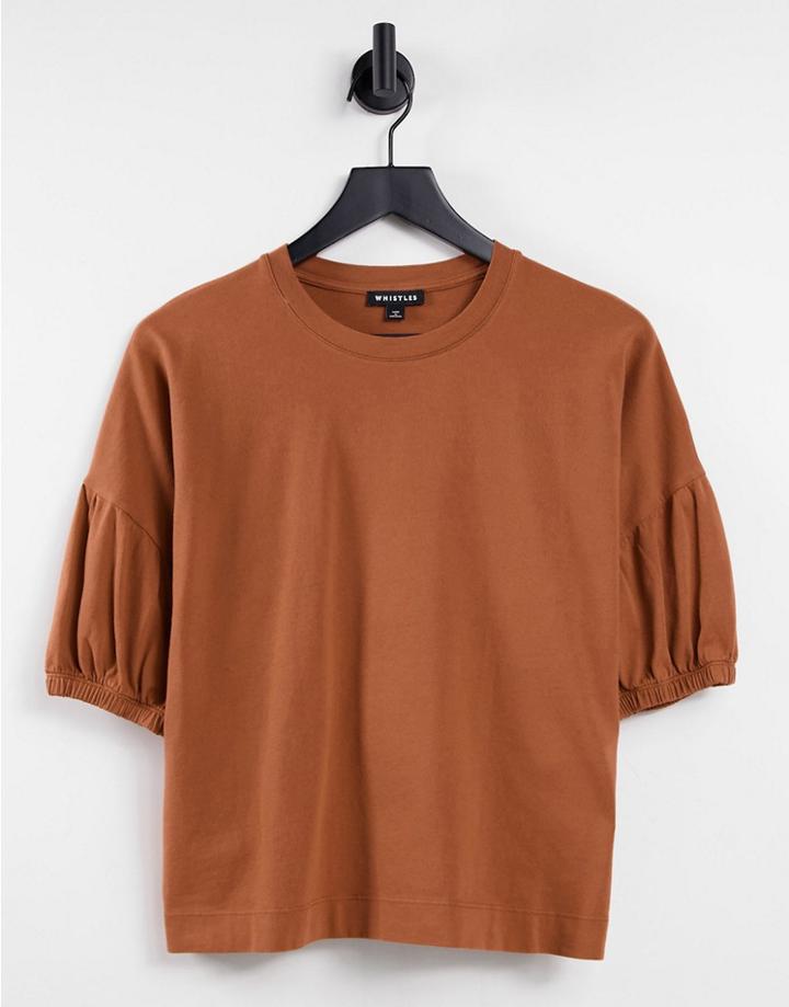 Whistles Oversized Volume Sleeve T-shirt In Rust-orange
