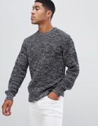 G-star Navy Waffle Knit Sweater In Blue - Blue