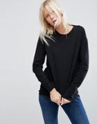 Asos Long Sleeve Longline T-shirt - Black