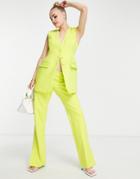 River Island Straight Leg Pants In Lime - Part Of A Set-green