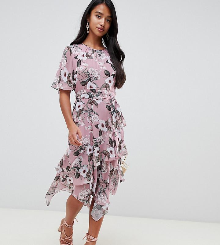 Forever New Petite Floral Printed Tea Dress In Floral Print - Multi