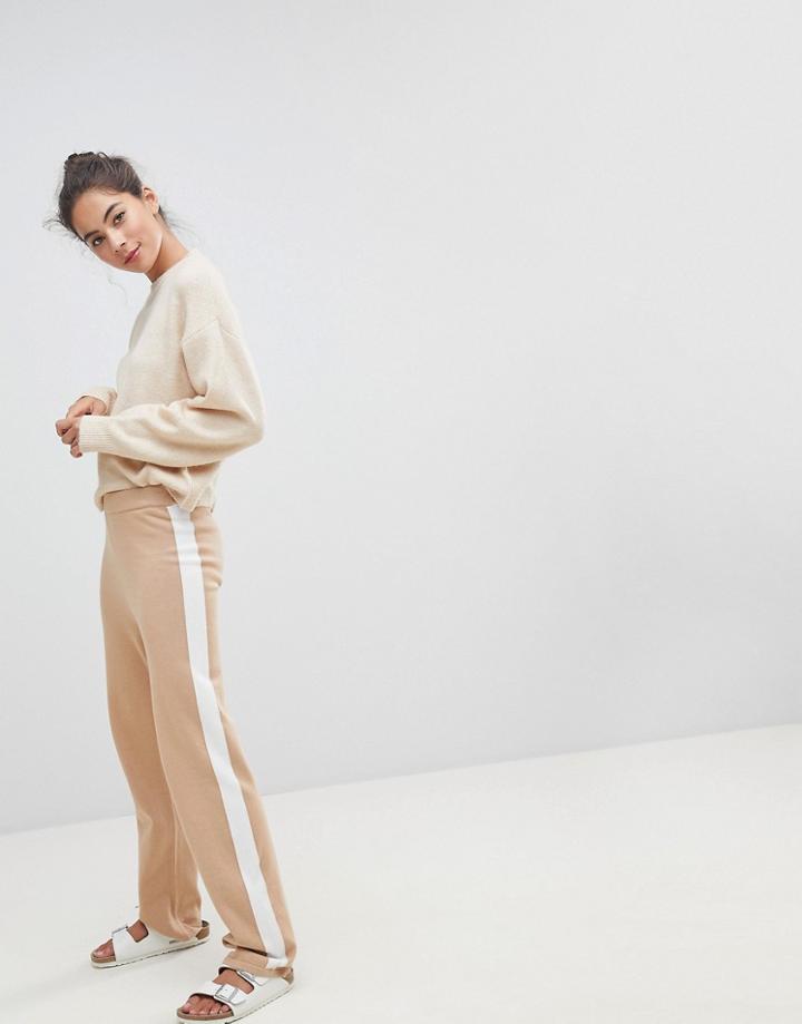 Micha Lounge Stripe Knit Joggers - Cream