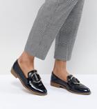 Asos Design Magenta Leather Loafers - Navy